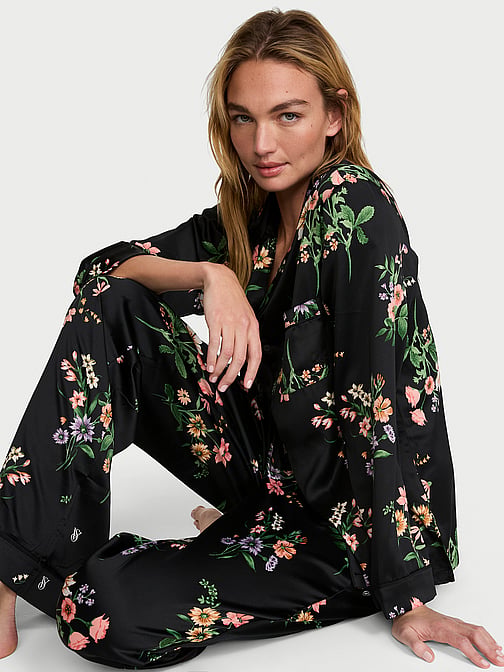 Short De Nuit Victoria's Secret Noir à Motifs Fleuris - Taille M - Neuf Avec étiquettes