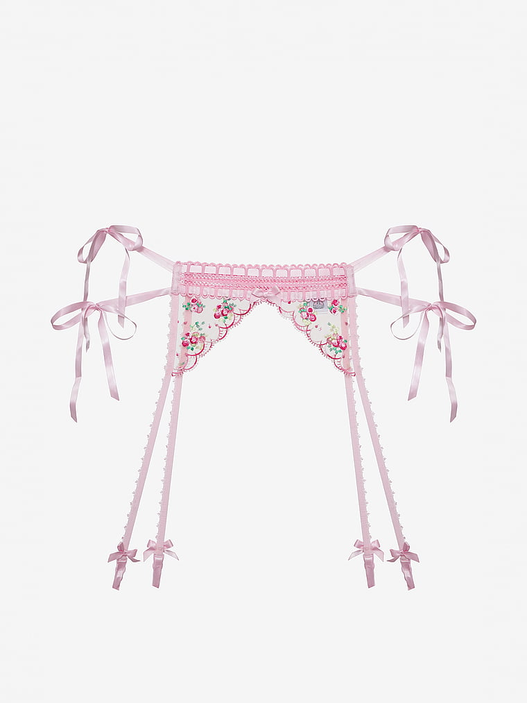 Victoria's Secret, For Love & Lemons Maisie Garter Belt, Light Pink, offModelFront, 4 of 5