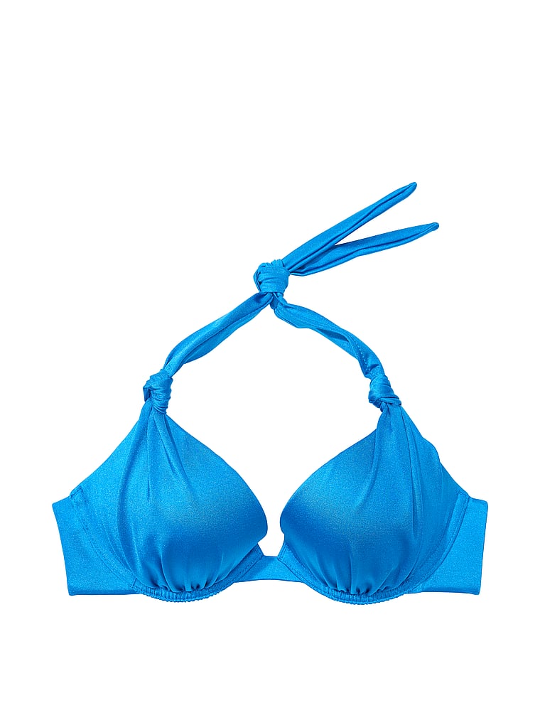 Victoria's Secret, Victoria's Secret Swim Knotted Sexy Tee Push-Up Bikini Top, Shocking Blue, offModelFront, 3 of 3