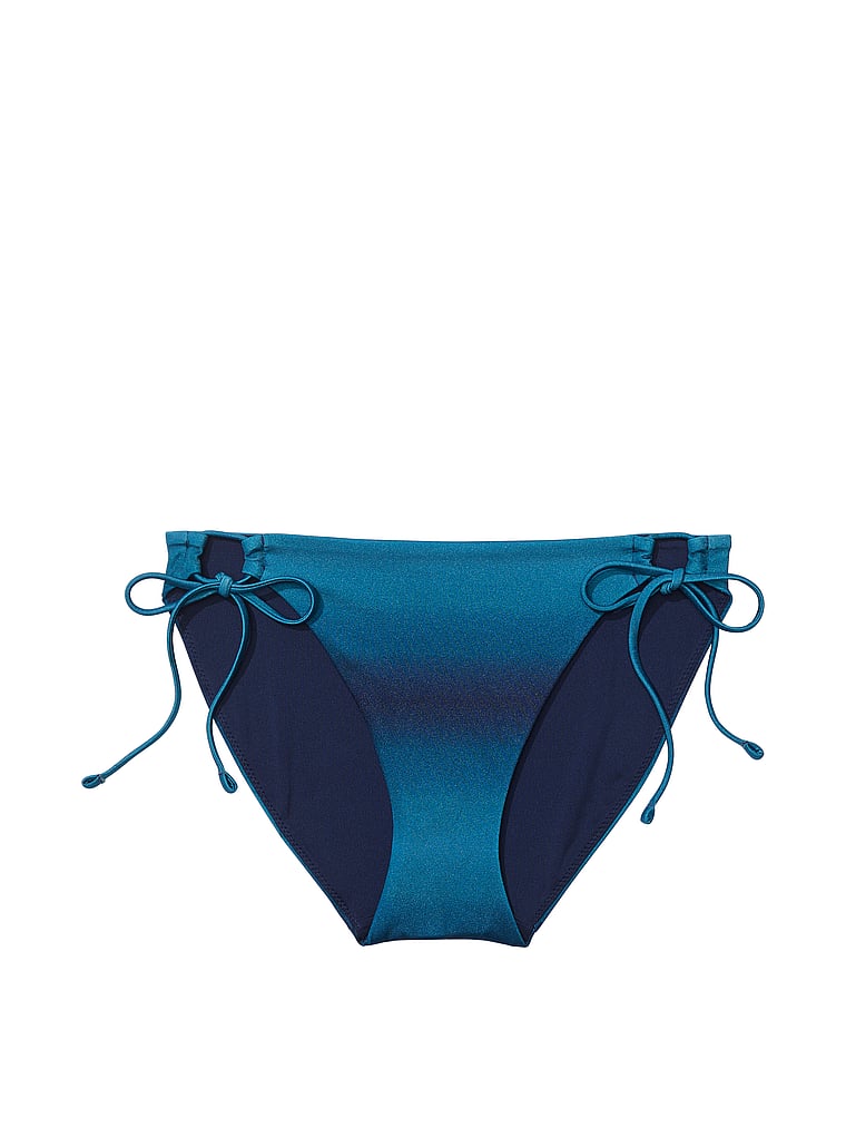 Victoria's Secret, Victoria's Secret Swim Mix & Match Side-Tie Bikini Bottom, Blue Ombre, offModelFront, 3 of 3