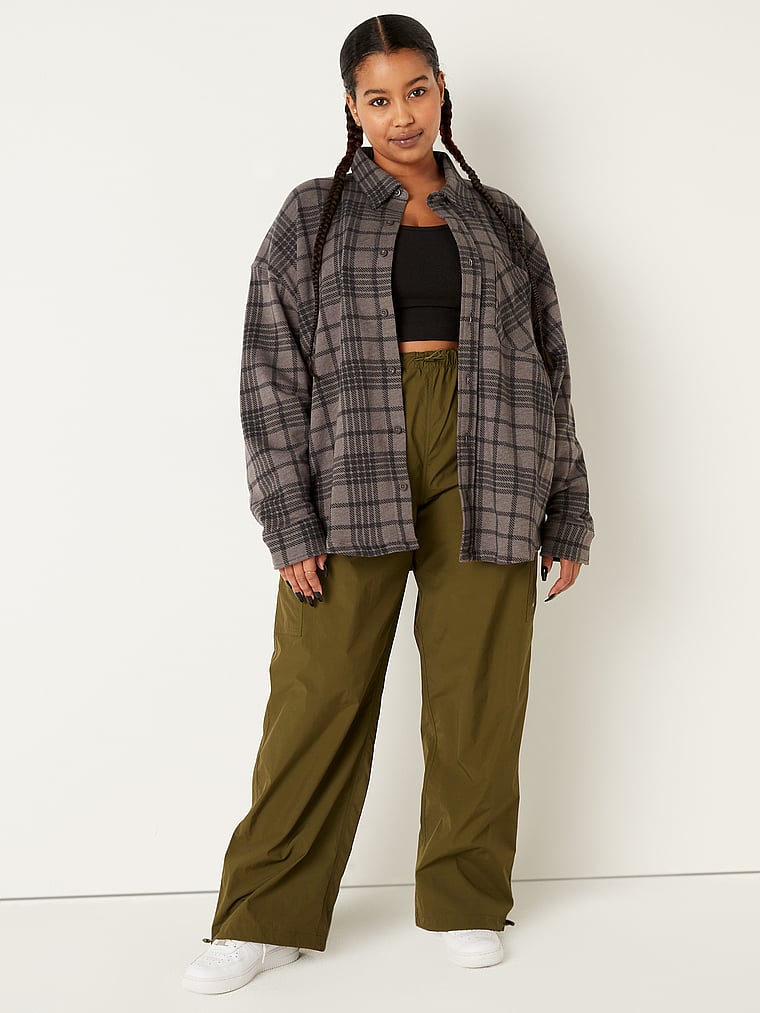 PINK Parachute Cargo Pants, Deep Olive, onModelSide, 6 of 6 Hannah is 5'5" or 165cm and wears Large