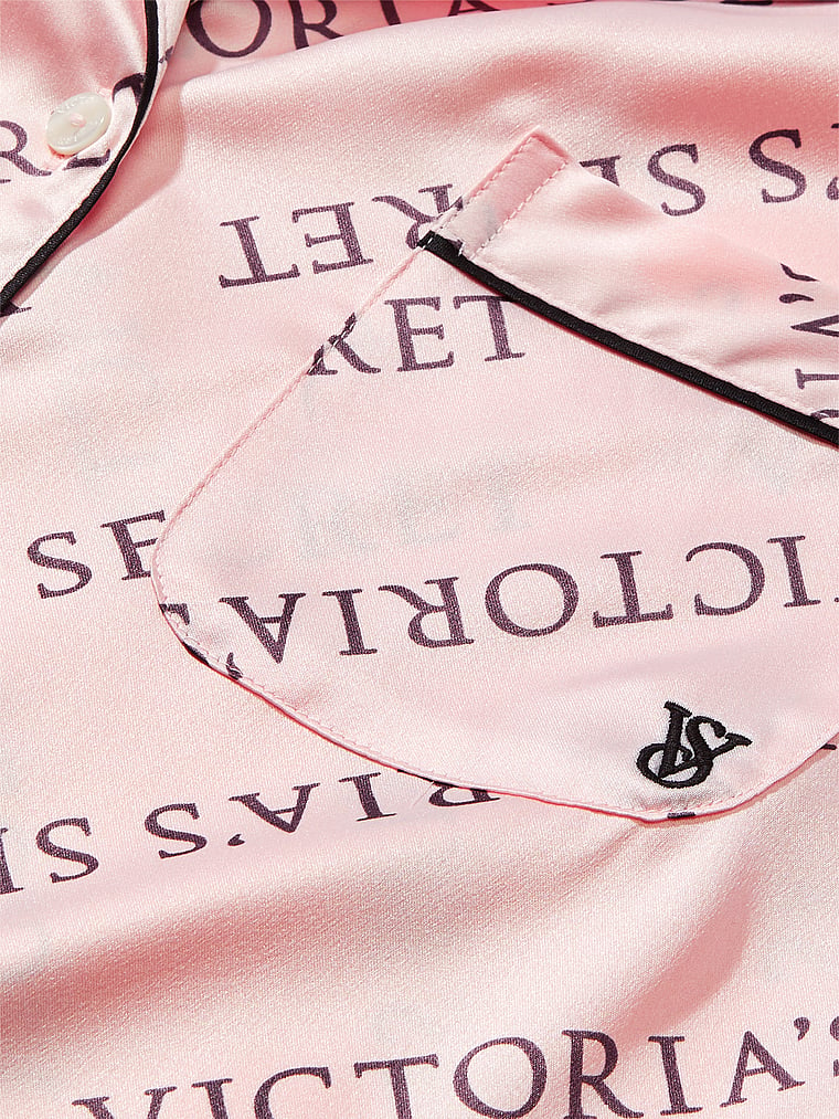 Victoria's Secret, Victoria's Secret Satin Long Pajama Set, Purest Pink, detail, 5 of 5