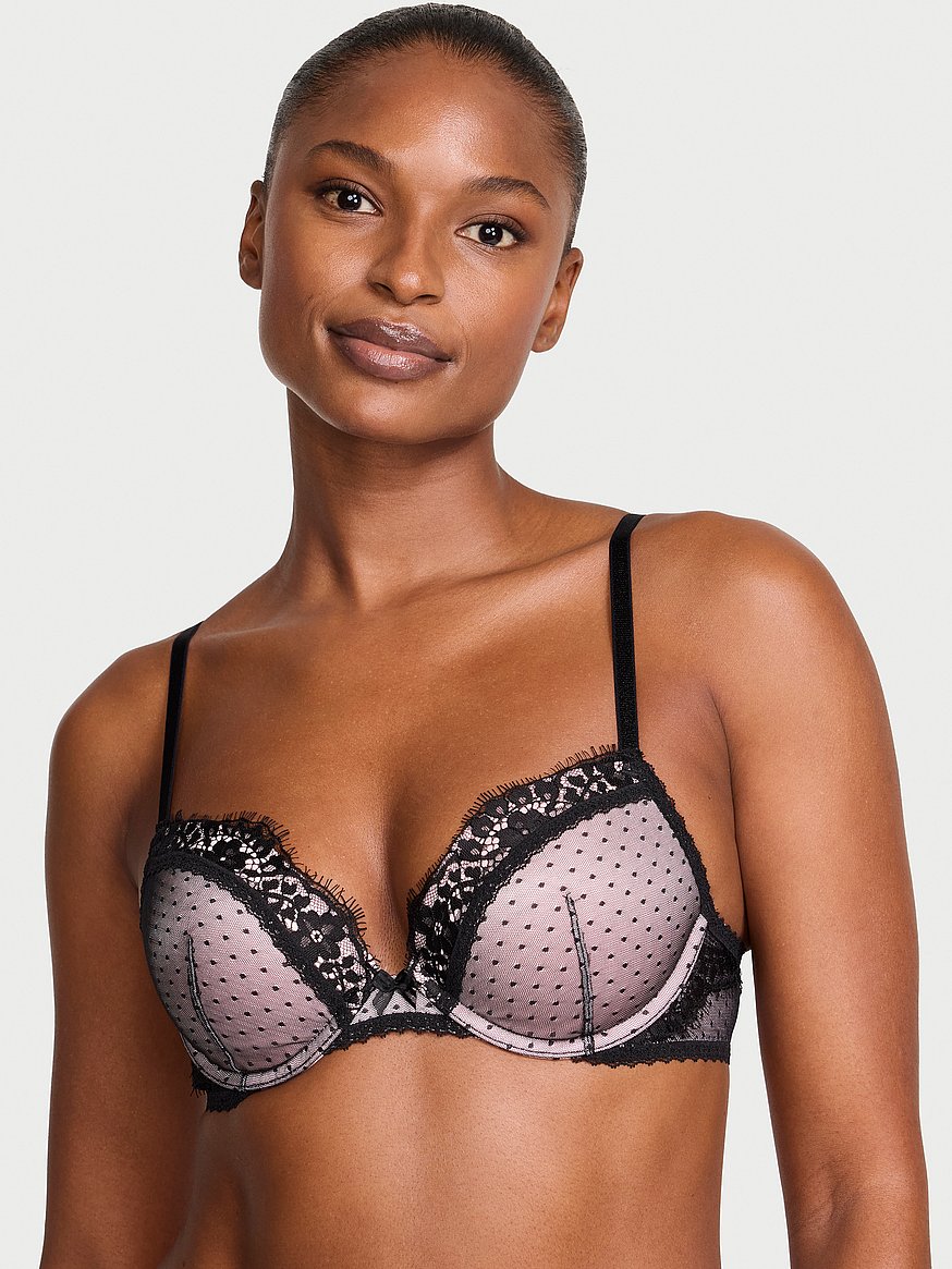 Soutien-gorge Bandeau Dentelle Victoria's Secret Pink - Pois Violet & Sarcelle - Taille L - Neuf Avec étiquette
