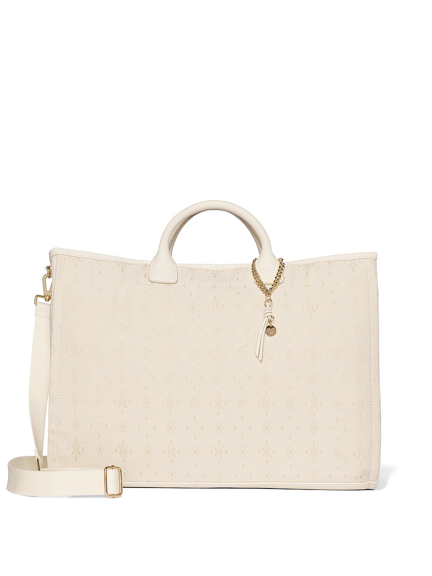 Sac Fourre-tout Victoria's Secret Grand Format - Tote Beige Pailleté - Neuf Avec étiquettes